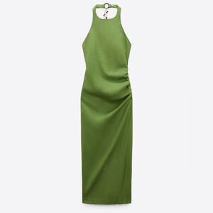 Zara Olive Green Halter Maxi Dress